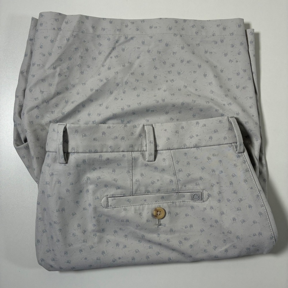 Peter Millar Crown Sport Shorts 42 8.5" Gray Ice All Over AOP Print Performance